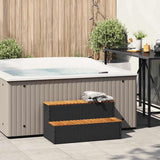 Hot Tub Step Black 100x50x50,5 cm Poly Rattan and Solid Acacia 4103944