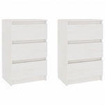 Bedside Cabinets 2 pcs White 40x29.5x64 cm Solid Pine Wood 808086