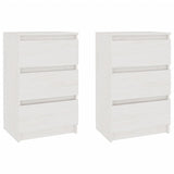 Bedside Cabinets 2 pcs White 40x29.5x64 cm Solid Pine Wood 808086