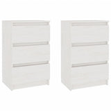 Bedside Cabinets 2 pcs White 40x29.5x64 cm Solid Pine Wood 808086