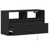 TV Wall Cabinet with LED Lights Black 80x31x45 cm 852328