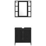 Bathroom Furniture Set with Shelf 4 pcs Black Engineered wood 3334433