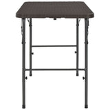 Folding Garden Table Brown 120x60x74 cm HDPE Rattan Look 44553