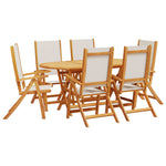 ZNTS 7 Piece Garden Dining Set Solid Wood Acacia and Textilene 3279284