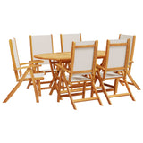 ZNTS 7 Piece Garden Dining Set Solid Wood Acacia and Textilene 3279284