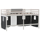Kids' Loft Bed with Curtains without Mattress White&Black 80x200cm 3206958