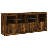 Sideboard with LED Lights Smoked Oak 163x37x67 cm 3209076