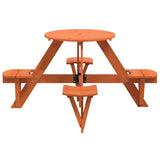 Picnic Table for 4 Kids with Umbrella Hole Round Solid Wood Fir 4008988