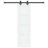 Sliding Door White and Black 61 x 198.5 cm Solid Pine Wood 3333493