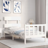 Bed Frame without Mattress White Single Solid Wood Pine 3193237