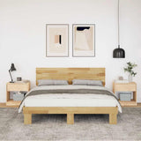 Bed Frame with Headboard without Mattress 160x200 cm Solid Wood Oak 3315724