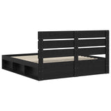 Bed Frame with Headboard Black 180 x 200 cm Solid Pine Wood 3411713