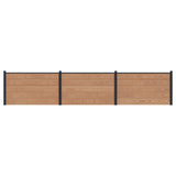 Fence Panel 3 pcs WPC and Aluminium Brown 3429431