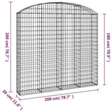 Arched Gabion Basket 200x30x180/200 cm Galvanised Iron 153469