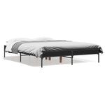 ZNTS Bed Frame Black 120x190 cm Small Double Engineered Wood and Metal 845046