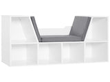 Bookcase Storage Shelf with Cushioned Reading Seat, Cube Bookshelf Organizer for Bedroom Living T3398P330546