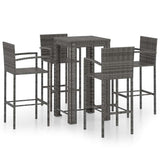 5 Piece Outdoor Bar Set with Armrest Poly Rattan Grey 3064809