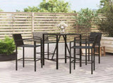 Garden Bar Set Black PE rattan Medium Footrest Bar Table Set 3187652