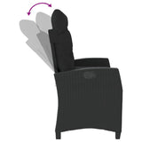 Reclining Garden Bench with Cushions Black Poly Rattan 368226