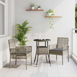 Garden Dining Set 3 pcs Grey Poly rattan 3334945