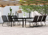 Dining Set Black Powder-coated steel, PE rattan, glass Large 3099171