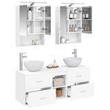 Bathroom Furniture Set 5 pcs White Engineered Wood and Glass 3406719
