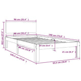 Bed Frame without Mattress 90x190cm Single 810460