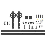 Sliding Door Hardware Kit 183 cm Steel Black 4009724