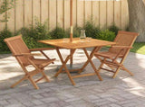 3 Piece Folding Garden Bistro Set 3 pcs Natural Solid Teak Wood 3434108