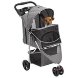 Folding Dog Stroller Grey 80x46x98 cm Oxford Fabric 172197