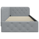 Corner Bed Frame with Headboard Light Grey 90 x 200 cm Fabric 42016495