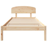 Bed Frame with Headboard Natural 90 x 190 cm Solid Pine Wood 872086