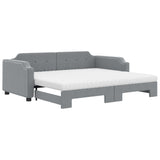 Daybed with Trundle and Mattresses Light Grey 90x190 cm Fabric 3197707