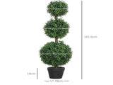 Set of 2 Decorative Artificial Trees, Topiary Ball-shaped Boxwood Trees in Pot, Fake Plants for Home T3398P343145