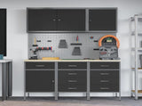 Work Cabinet 8 pcs Black and Grey Engineered Wood and Steel 3321446