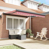 Retractable Awning Red and White 350 x 250 cm Fabric and Metal 3330281