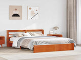 Bed Frame with Headboard Wax Brown 150 x 200 cm Solid Pine Wood 3422769