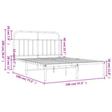 Bed Frame White Steel 140x190cm Bed Frame Rectangular 352627