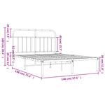 Metal Bed Frame without Mattress with Headboard Black 140x190cm 352578