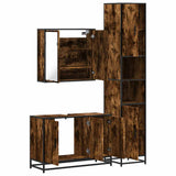 3 Piece Bathroom Furniture Set Smoked Oak Engineered Wood 3301072