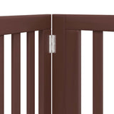 Dog Gate with Door Foldable 8 Panels Brown 640 cm Poplar Wood 3155690