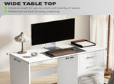 Computer Desk with Drawers, Dressing Table, High Gloss Home Office Writing Workstation, White T3398P343290