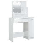 Dressing Table with LED High Gloss White 86.5x35x136 cm 808816