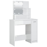 Dressing Table with LED High Gloss White 86.5x35x136 cm 808816