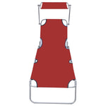 Folding Sun Lounger with Canopy Red Aluminium 47771
