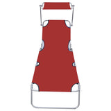 Folding Sun Lounger with Canopy Red Aluminium 47771