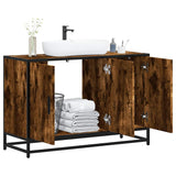 Bathroom Sink Cabinet Smoked Oak 90x33x60 cm Engineered Wood 849271