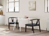 Dining Chair 2 pcs Light Brown and Black Solid Rubber Wood 42020403