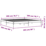 Bed Frame without Mattress Grey Sonoma 200x200 cm 844999