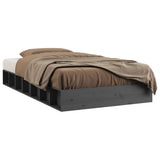 Bed Frame without Mattress Grey 75x190 cm Small Single Small Single Solid Wood 820698